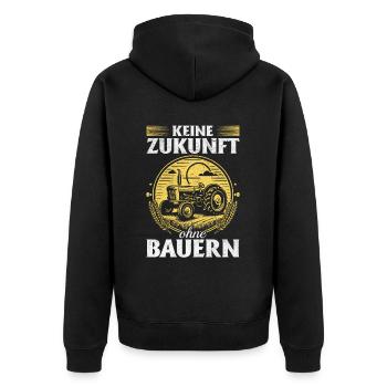 Keine Zukunft ohne Bauern - Unisex Premium Bio Zip Hoodie - Schwarz - Hinten - Nico (187cm)