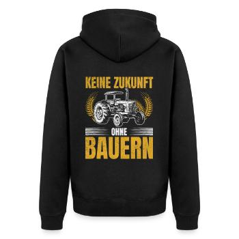 Keine Zukunft ohne Bauern - Unisex Premium Bio Zip Hoodie - Schwarz - Hinten - Nico (187cm)
