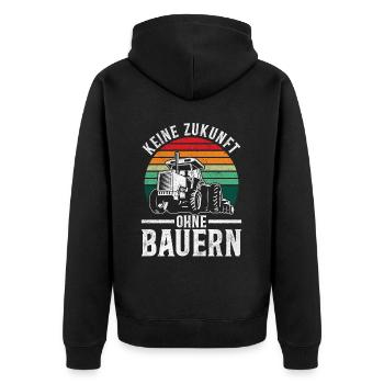 Keine Zukunft ohne Bauern - Unisex Premium Bio Zip Hoodie - Schwarz - Hinten - Nico (187cm)