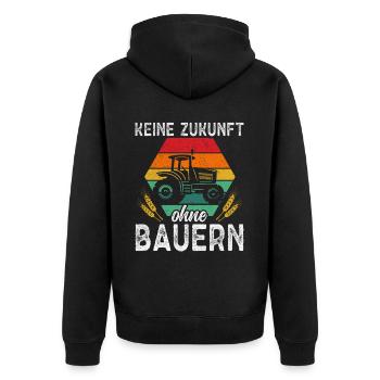Keine Zukunft ohne Bauern - Unisex Premium Bio Zip Hoodie - Schwarz - Hinten - Nico (187cm)