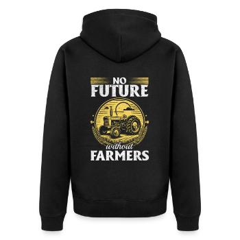 Pas d’avenir sans agriculteurs - Veste à capuche bio Premium Unisexe - noir - Dos - Nico (187cm)