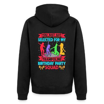 Trampolin Geburtstagsparty - Unisex Premium Bio Zip Hoodie - Schwarz - Hinten - Nico (187cm)