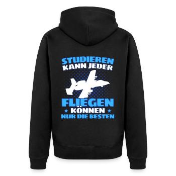 Fliegen Flugzeug Pilot Flieger Modellbau Piloten - Unisex Premium Bio Zip Hoodie - Schwarz - Hinten - Nico (187cm)