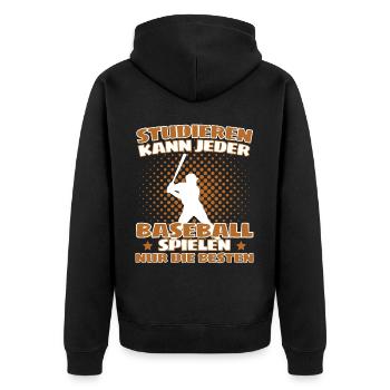 Lustiges Baseball für Pitcher und Catcher - Unisex Premium Bio Zip Hoodie - Schwarz - Hinten - Nico (187cm)