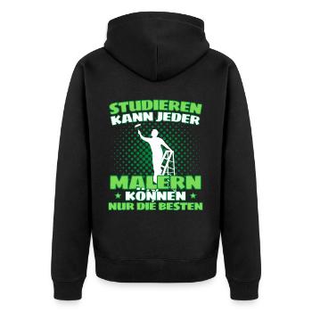 Maler Meister Spruch - Lustiges Maler Spruch - Unisex Premium Bio Zip Hoodie - Schwarz - Hinten - Nico (187cm)