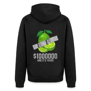 Klebeband Limette Fruchtliebhaber Lustiges Zitat - Unisex Premium Bio Zip Hoodie - Schwarz - Hinten - Nico (187cm)