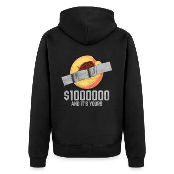 Klebeband Aprikose Fruchtliebhaber Lustiges Zitat - Unisex Premium Bio Zip Hoodie - Schwarz - Hinten - Nico (187cm)