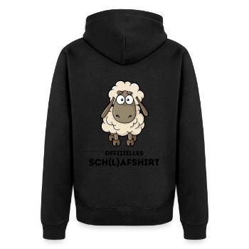 Offizielles Schlafshirt Schaf Schlafanzug Pyjama - Unisex Premium Bio Zip Hoodie - Schwarz - Hinten - Nico (187cm)