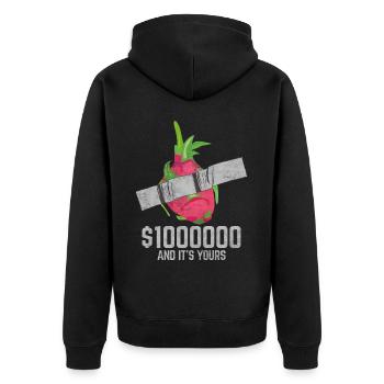 Klebeband Drachenfrucht Fruchtliebhaber Lustiges Zitat - Unisex Premium Bio Zip Hoodie - Schwarz - Hinten - Nico (187cm)
