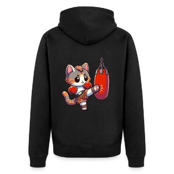 Muay Thai Boxing, Thai Boxing Kickboxen Kickboxer - Unisex Premium Bio Zip Hoodie - Schwarz - Hinten - Nico (187cm)