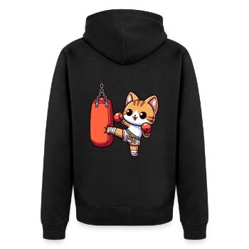 Muay Thai Boxing, Thai Boxing Kickboxen Kickboxer - Unisex Premium Bio Zip Hoodie - Schwarz - Hinten - Nico (187cm)