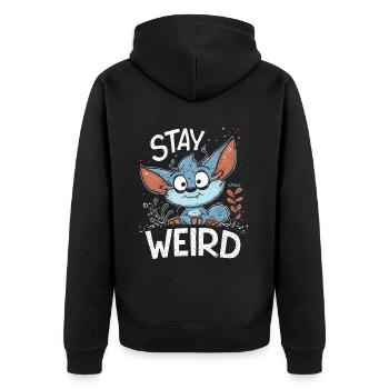 Petit lutin mignon : restez bizarre - Veste à capuche bio Premium Unisexe - noir - Dos - Nico (187cm)