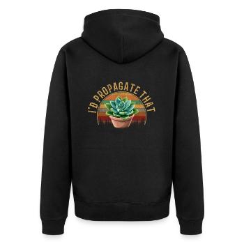 I'd Propagate That, plants Succulents - Unisex Premium Bio Zip Hoodie - Schwarz - Hinten - Nico (187cm)