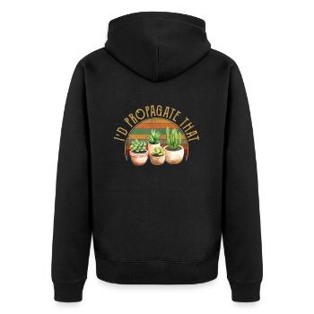 I'd Propagate That, plants Succulents - Unisex Premium Bio Zip Hoodie - Schwarz - Hinten - Nico (187cm)