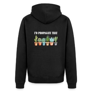 I'd Propagate That, plants Succulents - Unisex Premium Bio Zip Hoodie - Schwarz - Hinten - Nico (187cm)