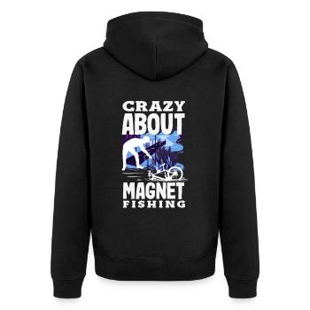 Magnetfischen Detektion Schatzsuche - Unisex Premium Bio Zip Hoodie - Schwarz - Hinten - Nico (187cm)