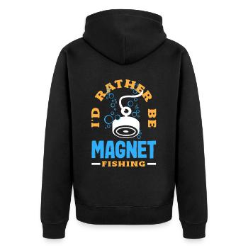 Magnetfischen Detektion Schatzsuche - Unisex Premium Bio Zip Hoodie - Schwarz - Hinten - Nico (187cm)