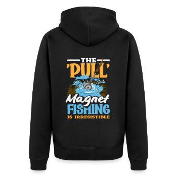 Magnetfischen Detektion Schatzsuche - Unisex Premium Bio Zip Hoodie - Schwarz - Hinten - Nico (187cm)
