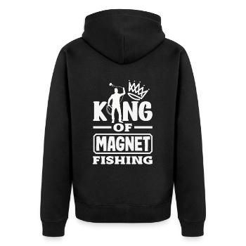 Magnetfischen Detektion Schatzsuche - Unisex Premium Bio Zip Hoodie - Schwarz - Hinten - Nico (187cm)