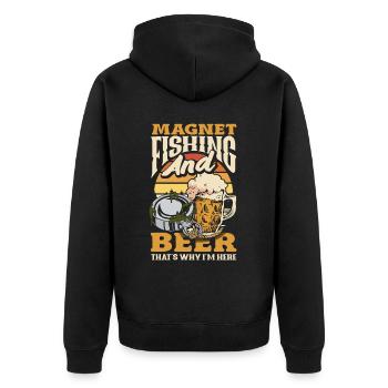 Magnetfischen Detektion Schatzsuche - Unisex Premium Bio Zip Hoodie - Schwarz - Hinten - Nico (187cm)