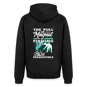 Magnetfischen Detektion Schatzsuche - Unisex Premium Bio Zip Hoodie - Schwarz - Hinten - Nico (187cm)