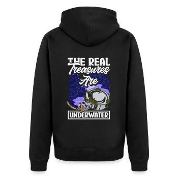 Magnetfischen Detektion Schatzsuche - Unisex Premium Bio Zip Hoodie - Schwarz - Hinten - Nico (187cm)