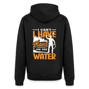 Magnetfischen Detektion Schatzsuche - Unisex Premium Bio Zip Hoodie - Schwarz - Hinten - Nico (187cm)