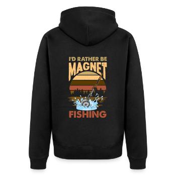 Magnetfischen Detektion Schatzsuche - Unisex Premium Bio Zip Hoodie - Schwarz - Hinten - Nico (187cm)