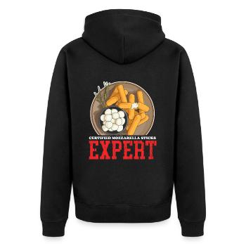 Mozzarella Sticks Cheese Cheese Lover Gift - Unisex Premium Organic Zip Hoodie - black - Back - Nico (187cm)