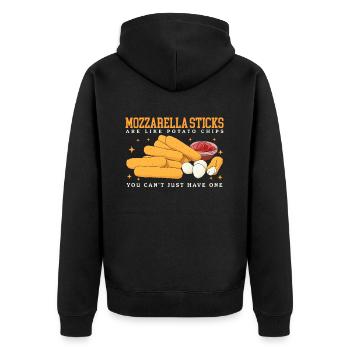 Mozzarella Sticks | Mozzarella-Sticks Geschenk - Unisex Premium Bio Zip Hoodie - Schwarz - Hinten - Nico (187cm)