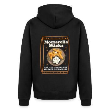 Mozzarella-Sticks Mozzarella Sticks Geschenk - Unisex Premium Bio Zip Hoodie - Schwarz - Hinten - Nico (187cm)