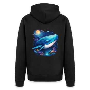 Blauwal - Unisex Premium Bio Zip Hoodie - Schwarz - Hinten - Nico (187cm)