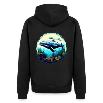 Blauwal - Unisex Premium Bio Zip Hoodie - Schwarz - Hinten - Nico (187cm)