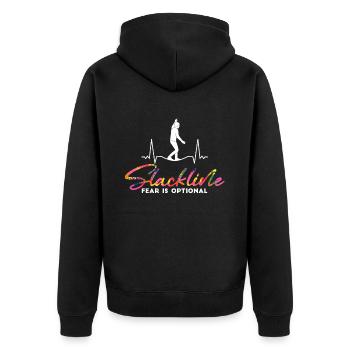 Slackline fear is optional - Unisex Premium Bio Zip Hoodie - Schwarz - Hinten - Nico (187cm)