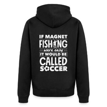 Magnetfischen Detektion Schatzsuche - Unisex Premium Bio Zip Hoodie - Schwarz - Hinten - Nico (187cm)