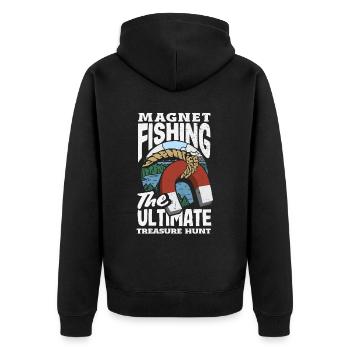 Magnetfischen Detektion Schatzsuche - Unisex Premium Bio Zip Hoodie - Schwarz - Hinten - Nico (187cm)