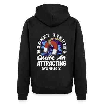 Magnetfischen Detektion Schatzsuche - Unisex Premium Bio Zip Hoodie - Schwarz - Hinten - Nico (187cm)