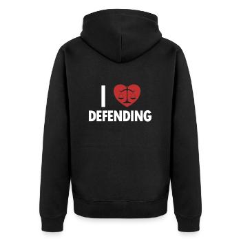 J’aime défendre le procureur général Conseiller juridique - Veste à capuche bio Premium Unisexe - noir - Dos - Nico (187cm)