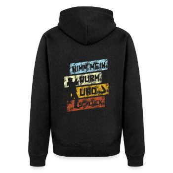 Nimm Mein Wurm Und Schluck - Unisex Premium Bio Zip Hoodie - Schwarz - Hinten - Nico (187cm)