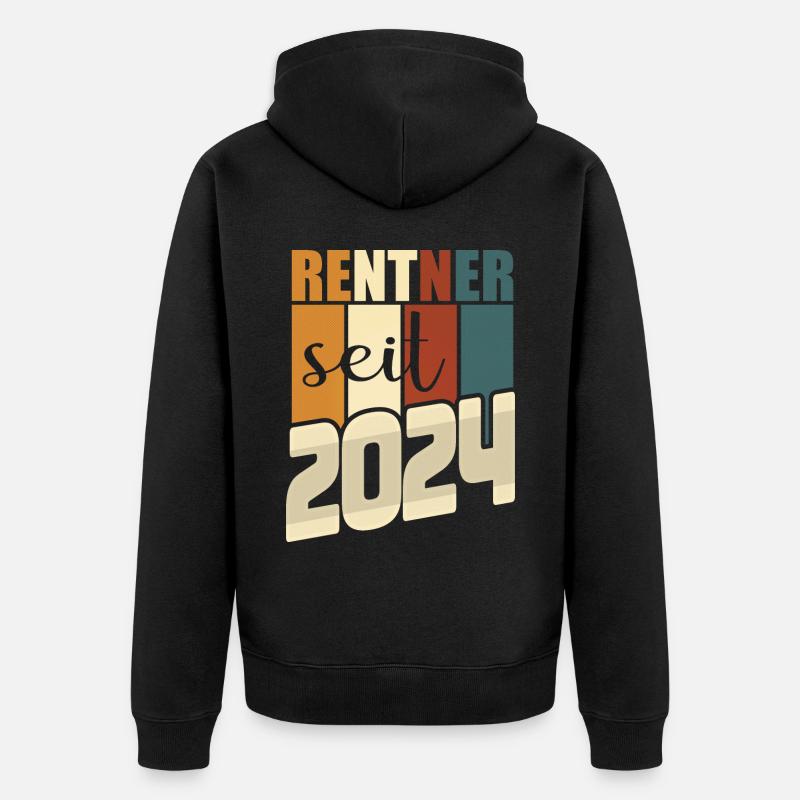 Rente Geschenk 2024 Rentner Ruhestand Spruch - Unisex Premium Bio Zip Hoodie - Schwarz
