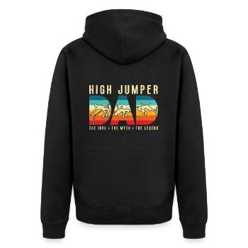 High Jumper Dad The Idol The Myth The High Jump - Unisex Premium Bio Zip Hoodie - Schwarz - Hinten - Nico (187cm)