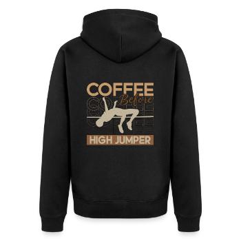 Café de saut en hauteur avant le saut à la perche amateur de café - Veste à capuche bio Premium Unisexe - noir - Dos - Nico (187cm)