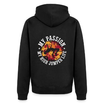 High Jumper My Passion My High Jumper Pole Vault - Unisex Premium Bio Zip Hoodie - Schwarz - Hinten - Nico (187cm)