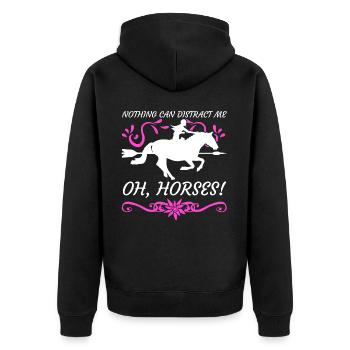 Horse Riding Horses Rider - Unisex Premium Organic Zip Hoodie - black - Back - Nico (187cm)