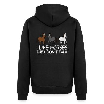 Funny Horses Horse Riding - Unisex Premium Organic Zip Hoodie - black - Back - Nico (187cm)