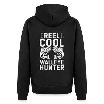 Walleye Fishing Angler - Unisex Premium Bio Zip Hoodie - Schwarz - Hinten - Nico (187cm)