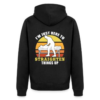 Funny I'm Just Here To Saying Chiropractic Chiropr - Unisex Premium Bio Zip Hoodie - Schwarz - Hinten - Nico (187cm)