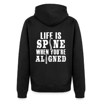 Life Is Spine Funny Chiropractic Physiotherapy Chi - Unisex Premium Bio Zip Hoodie - Schwarz - Hinten - Nico (187cm)