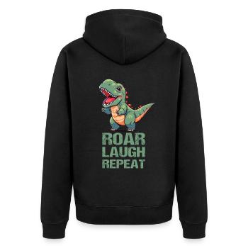 Roar Laugh Repeat Cute Funny Dinosaur T Rex Dino L - Unisex Premium Bio Zip Hoodie - Schwarz - Hinten - Nico (187cm)