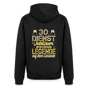 30 Jähriges Dienstjubiläum Firmenjubiläum Geschenk - Unisex Premium Bio Zip Hoodie - Schwarz - Hinten - Nico (187cm)